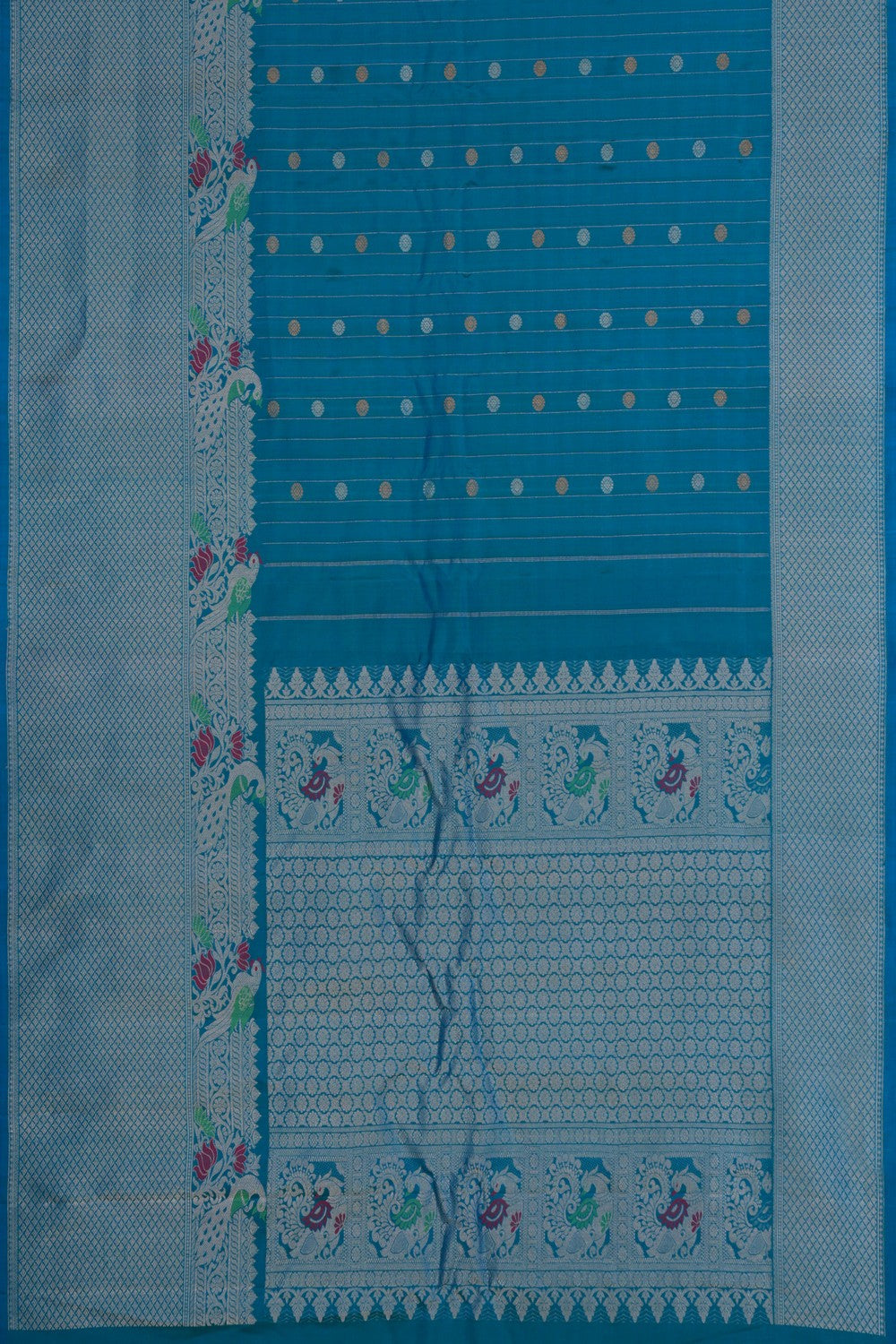 Image of Gadwal Silk Blue Saree